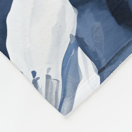 Witte Magnolia Patroon op middernacht achtergrond, Fleece Deken (Hoek)