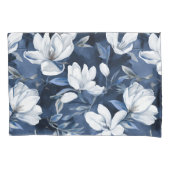 Witte Magnolia Patroon op middernacht achtergrond, Kussensloop (Voorkant)