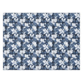 Witte Magnolia Patroon op middernacht achtergrond, Tafelkleed (Voorkant (Horizontaal))