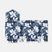 Witte Magnolia Patroon op middernacht chiffon Bedankdoosjes (Uitgevouwen)