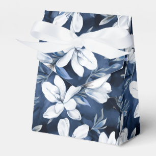 Witte Magnolia Patroon op middernacht chiffon Bedankdoosjes