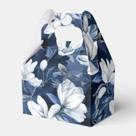 Witte Magnolia Patroon op middernacht chiffon Bedankdoosjes