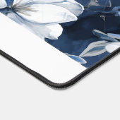 Witte Magnolia Patroon op middernacht chiffon Bureaumat (Hoek)