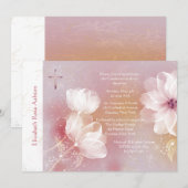 Witte Magnolia Religieuze Uitnodiging (Voorkant / Achterkant)