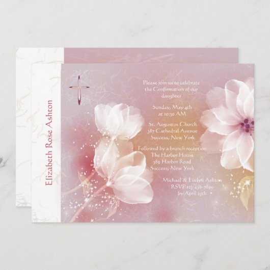 Witte Magnolia Religieuze Uitnodiging (Voorkant / Achterkant)