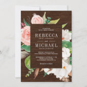 Witte Magnolia Roze Bloemen Alles in Een Hout Trou Kaart (Voorkant)