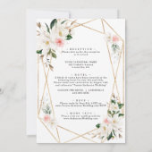 Witte magnolia roze bloemen in één bruiloft kaart (Achterkant)