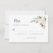 witte magnolia & roze bloemen RSVP kaart (Voorkant)