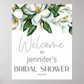 Witte Magnolia Rustic Floral Elegant Vrijgezellenf Poster (Voorkant)