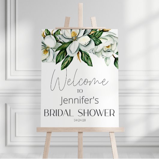 Witte Magnolia Rustic Floral Elegant Vrijgezellenf Poster