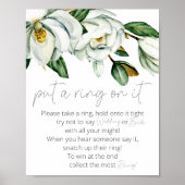Witte Magnolia Rustic Floral zet een ring op het s Poster (Voorkant)