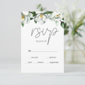 Witte Magnolia Rustieke Bloem Bruiloft RSVP Kaart (Staand voorkant)