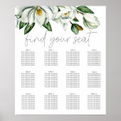 Witte Magnolia Rustieke Bloem Bruiloft Zitplaatska Poster (Voorkant)