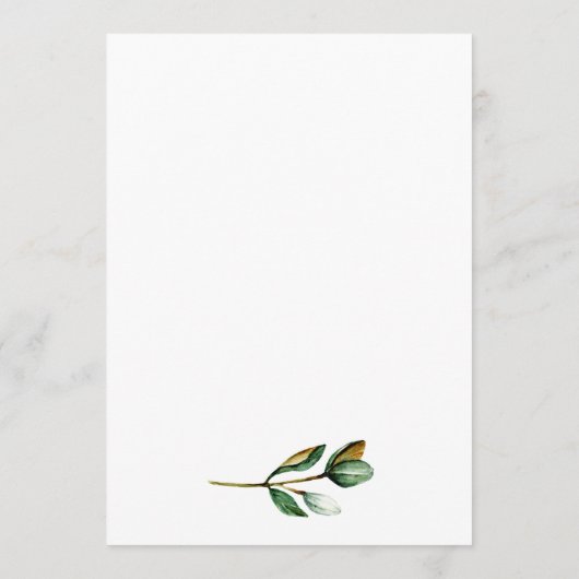 Witte Magnolia Rustieke Bloemen Huwelijk Menu (Achterkant)