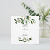 Witte Magnolia Rustieke Bloemen Huwelijksuitnodigi (Staand voorkant)