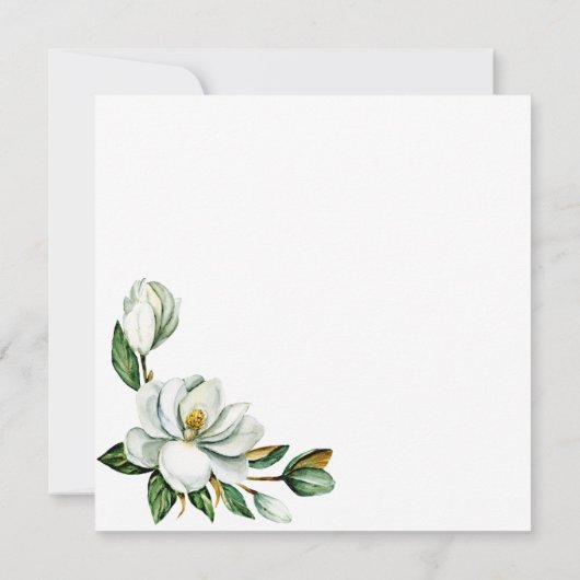 Witte Magnolia Rustieke Bloemen Huwelijksuitnodigi (Achterkant)