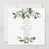 Witte Magnolia Rustieke Bloemen Huwelijksuitnodigi (Voorkant)