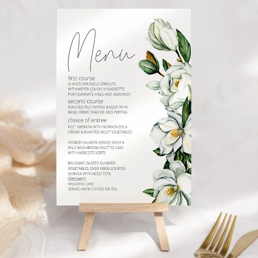 Witte Magnolia Rustieke Bloemige Bruiloft Menu
