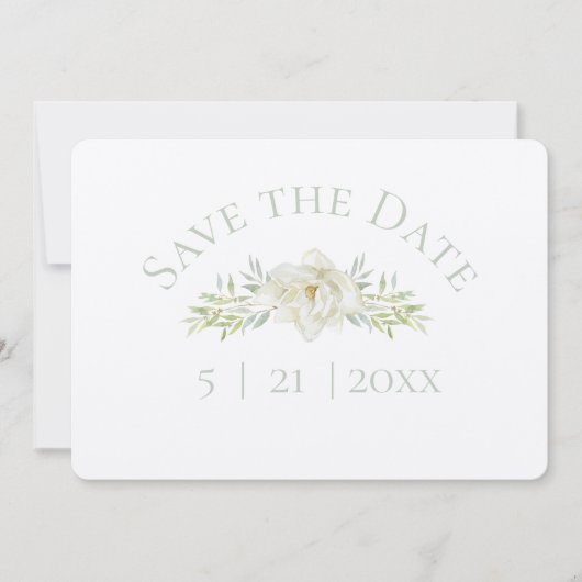 Witte Magnolia Save the Date Huwelijk (Voorkant)