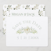 Witte Magnolia Save the Date Huwelijk (Voorkant / Achterkant)