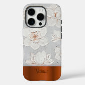 Witte Magnolia Schildering Koperen Metaal Aangepas Case-Mate iPhone Case (Achterkant)