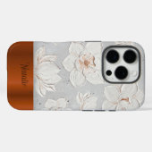 Witte Magnolia Schildering Koperen Metaal Aangepas Case-Mate iPhone Case (Achterkant (horizontaal))