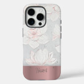 Witte Magnolia Schildering Roze Goud Aangepaste Na Case-Mate iPhone Case (Achterkant)
