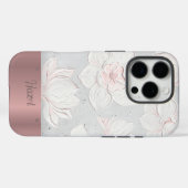 Witte Magnolia Schildering Roze Goud Aangepaste Na Case-Mate iPhone Case (Achterkant (horizontaal))