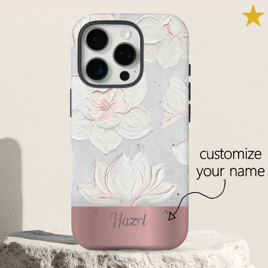 Witte Magnolia Schildering Roze Goud Aangepaste Na Case-Mate iPhone Case