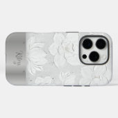 Witte Magnolia Schildering Zilver Metaal Aangepast Case-Mate iPhone Case (Achterkant (horizontaal))