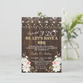 Witte Magnolia Schuur Slingers Lichten Na I DO BBQ Kaart (Staand voorkant)