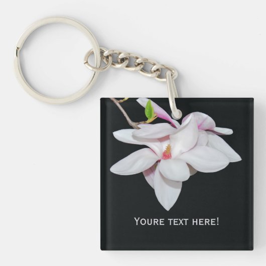 Witte Magnolia Sleutelhanger (voorkant)