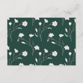 Witte Magnolia Smaragdgroene RSVP  Informatiekaartje (Achterkant)