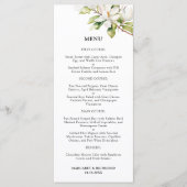 Witte Magnolia Waterverf Bloemen Trouwmenu Menu (Voorkant)