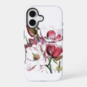 Witte Magnolia's Bloem Vintage Oude Illustratie iPhone 16 Hoesje