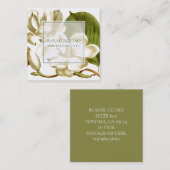 Witte Magnolia's Bloemen op Wit Vierkante Visitekaartje (Voorkant / Achterkant)