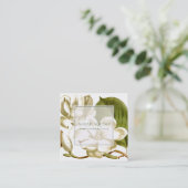 Witte Magnolia's Bloemen op Wit Vierkante Visitekaartje (Staand voorkant)