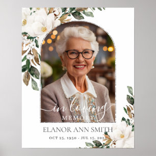 Witte Magnolia's Bloemenschildering Funeral Gedach Poster