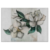 Witte Magnolias Botanische Glas Snijplank (Voorkant)