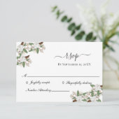 Witte Magnolia's Elegante Trouw RSVP Kaartje (Staand voorkant)