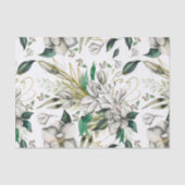 Witte Magnolias en Groene Ribbons Weefpapier Tissuepapier (Voorkant)
