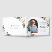 Witte Magnolias Floral Memorial Begrafenisfoto Gastenboek (Volledig)