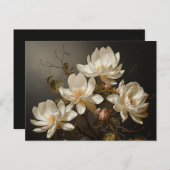 Witte magnolibloemen briefkaart (Voorkant / Achterkant)
