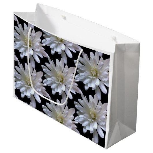 Witte maisachtige witte bloemen groot cadeauzakje (Voorkant Gekanteld)