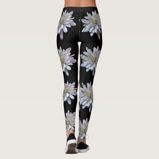 Witte maisachtige witte bloemen leggings (Achterkant)