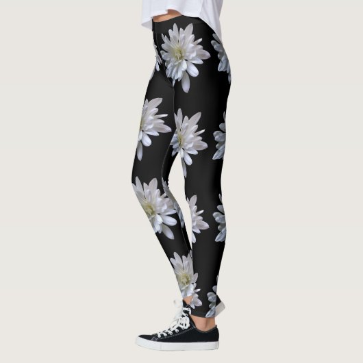 Witte maisachtige witte bloemen leggings (Links)