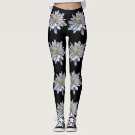 Witte maisachtige witte bloemen leggings