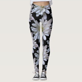 Witte maisachtige witte bloemen leggings