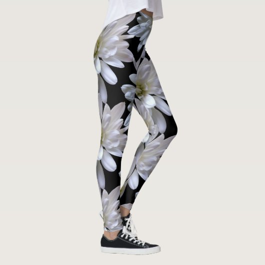 Witte maisachtige witte bloemen leggings (Rechts)