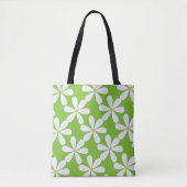 Witte maisjes op appelgroene achtergrond tote bag (Voorkant)